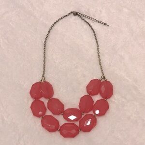 Statement Pink Faceted Acrylic Bead Double Strand Necklace